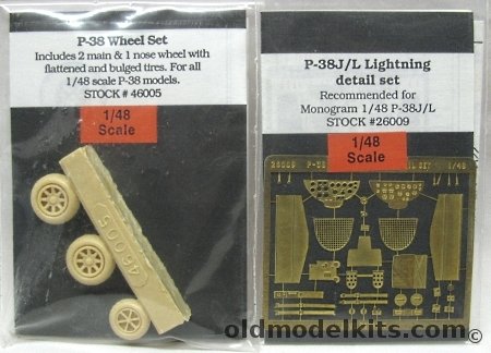 True Details 1/48 P-38 J/L Lightning Cockpit and Wheels Details - (all versions) Bagged, 26009 plastic model kit